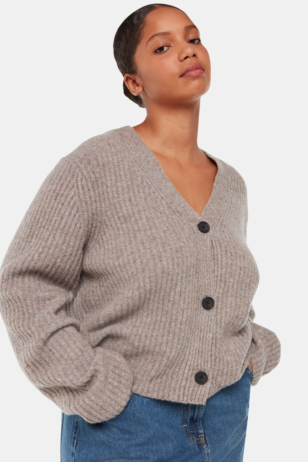 Wool Mix Rib Cardigan